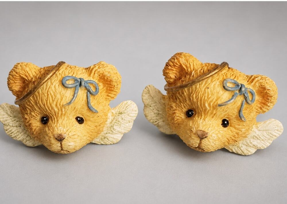 Vintage‎ Teddy Bear Angel Pierced Earrings, 1990s, Christmas posts, studs h-50